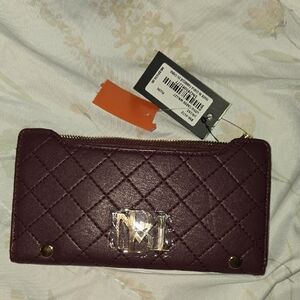 Badgley Mischka Maroon Quilted Card Holder